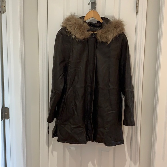 Brown Leather Winter Jacket - Picture 2 of 8
